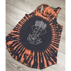 Kathmandu Women's Ganesha On Lotus Flower Sleeveless Top Tie Dye Orange Size M/L